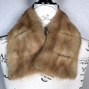Vintage Mink Fur Collar Sz 5" x 28" Lined Blonde